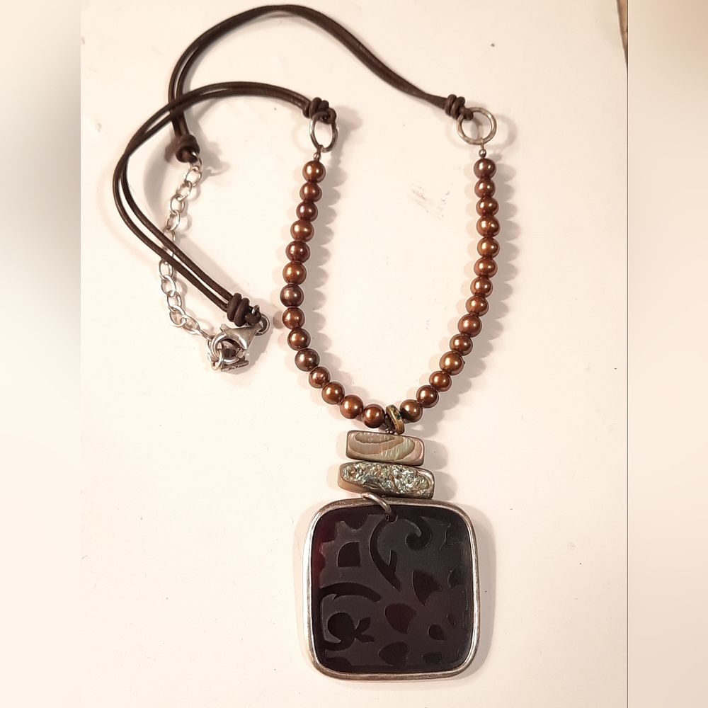 SILPADA925 silver Brown Beaded pearls Necklace